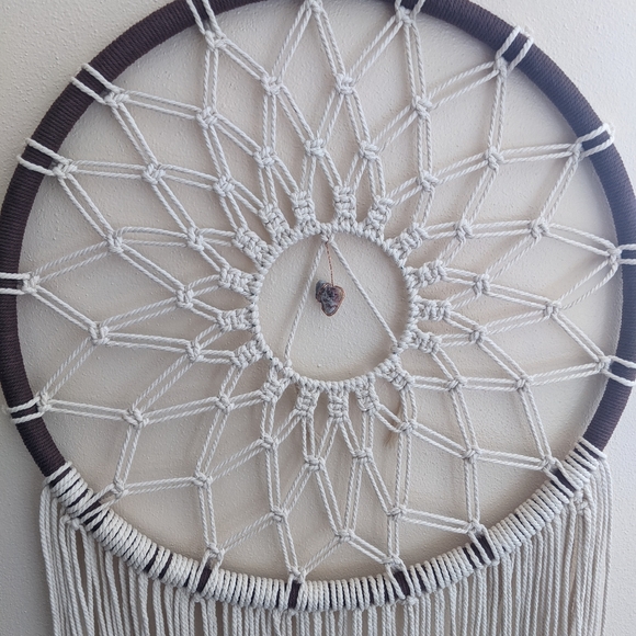 Neutral Boho Dreamcatcher with stone - Picture 3 of 4